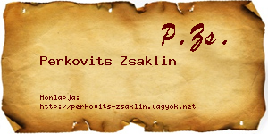 Perkovits Zsaklin névjegykártya